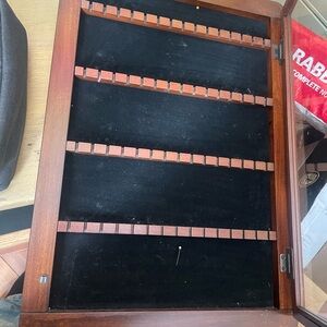 Wood Jewelry Display Case with Black Velvet Interior